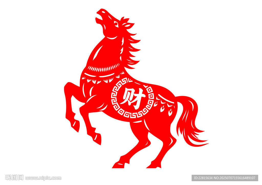 红色剪纸马