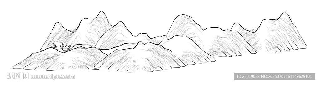 简约线条勾勒的连绵山脉