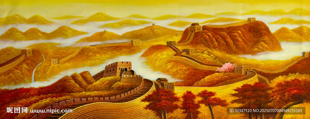 金色长城国画