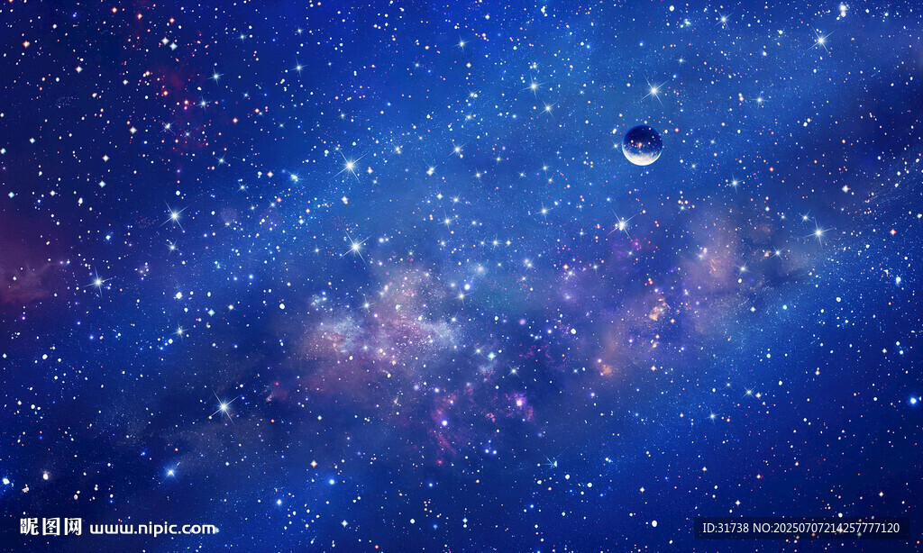 蓝色宇宙星空背景墙