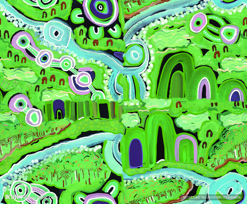 奇幻绿色卡通景观世界