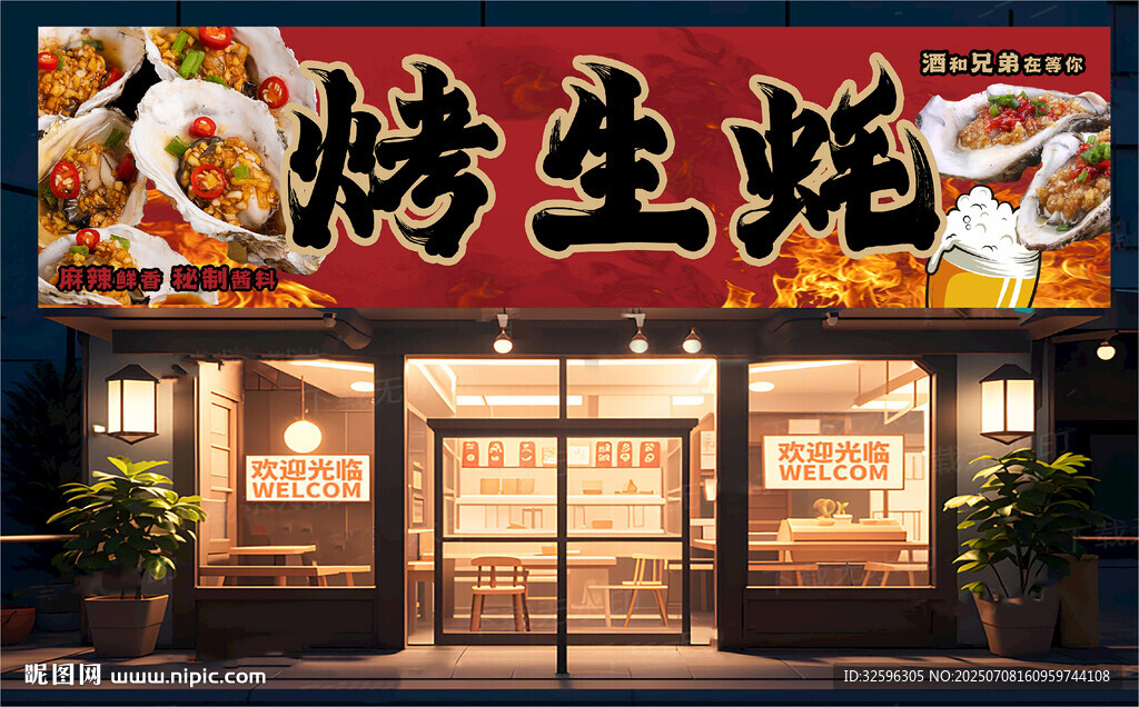 烤生蚝店铺招牌  门头