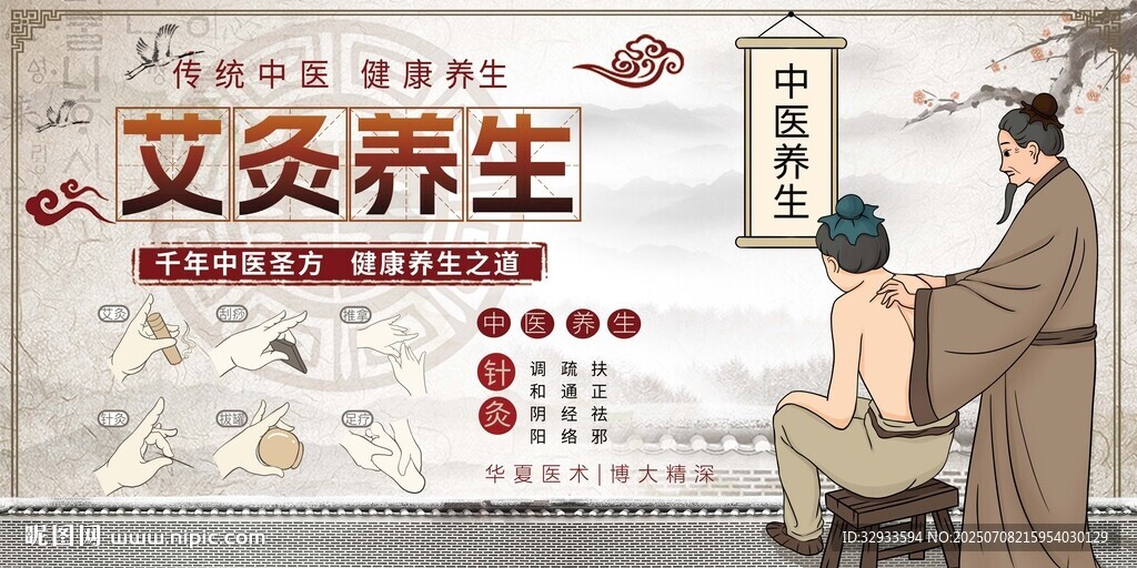 足疗推拿针灸拔罐展板