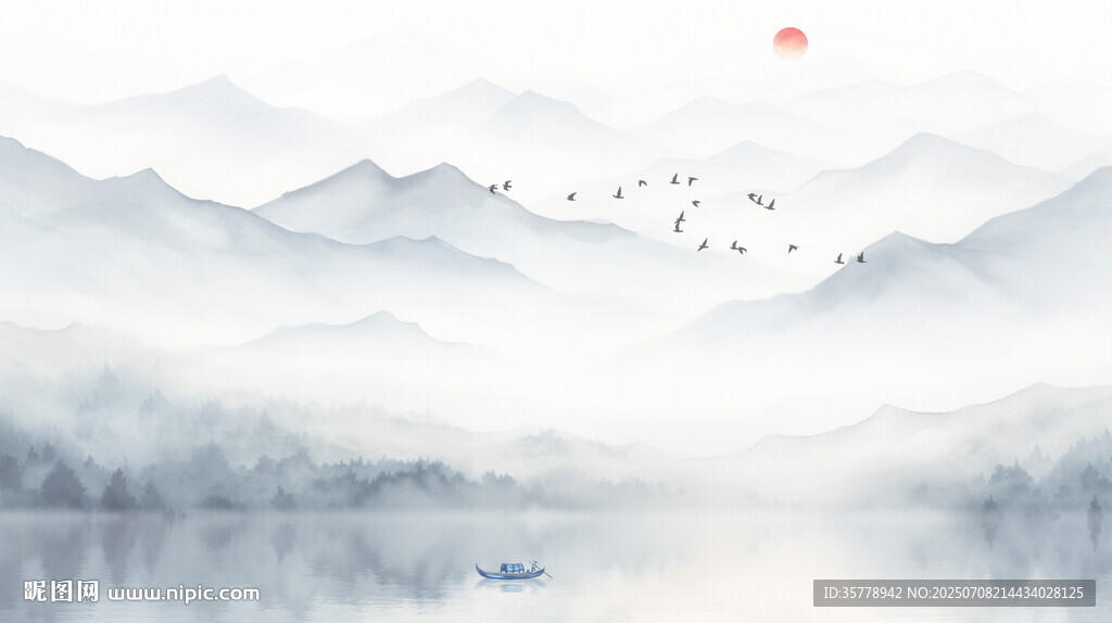 新中式山水背景墙