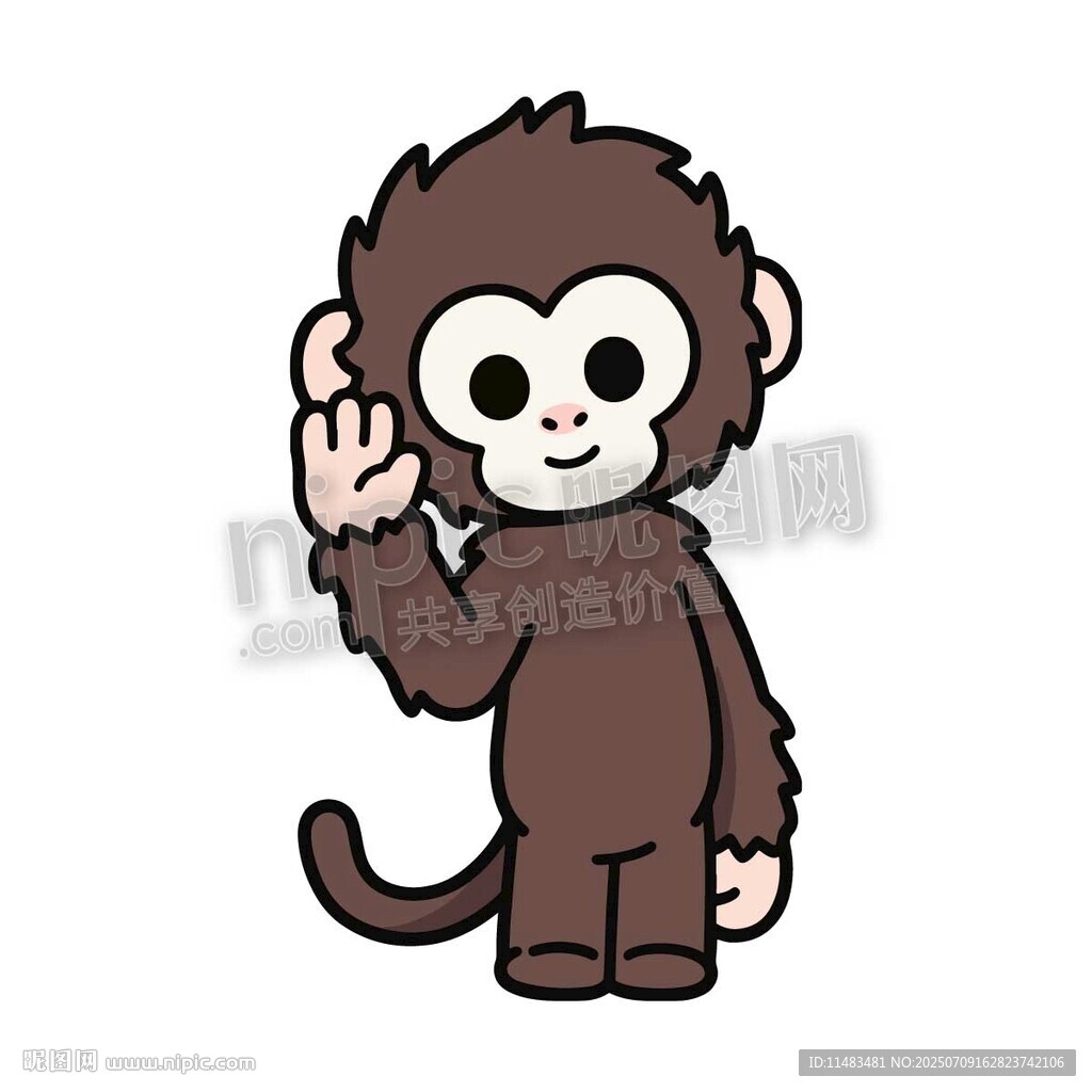 卡通可爱小猴子招手