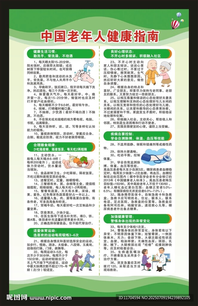 老年人健康指南海报