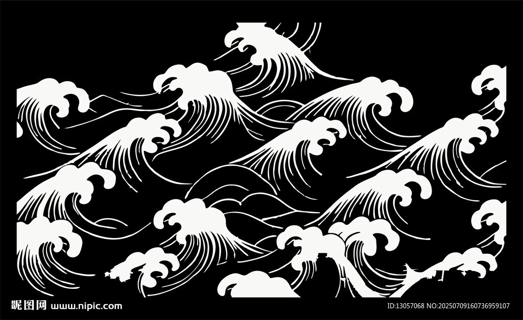 黑白海浪图案