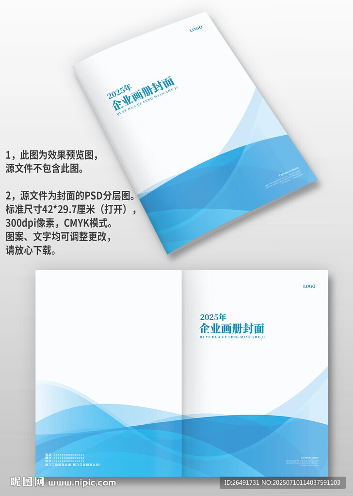蓝色线条公司宣传手册画册封面
