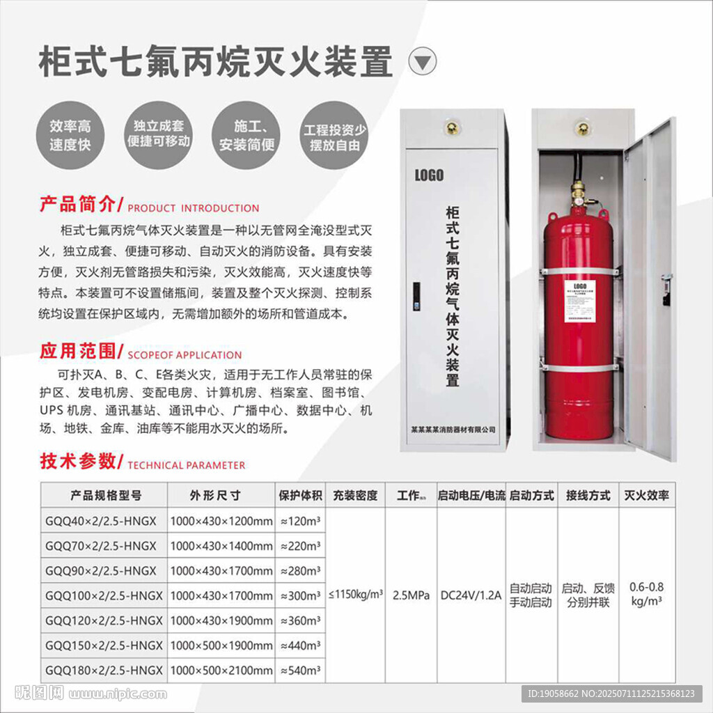 单柜双柜式七氟丙烷灭火装置介绍