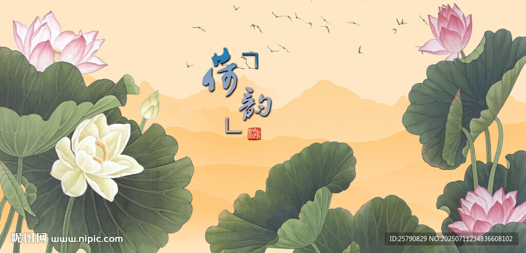 荷花国画荷花