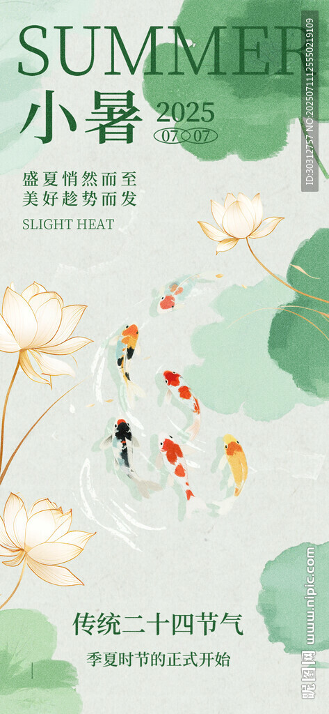 夏日小暑插画清新画面