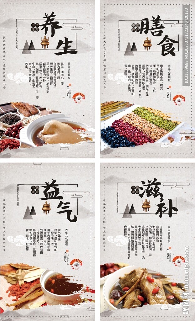 水墨古典中医文化成套展板