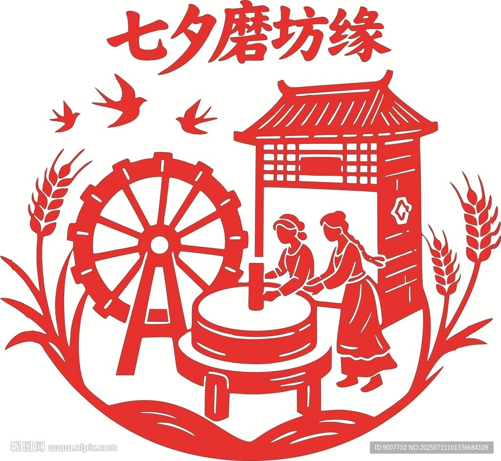 七夕磨坊缘剪纸艺术图