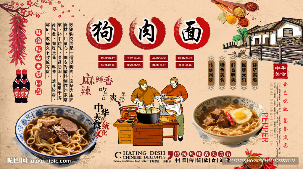 狗肉面背景墙