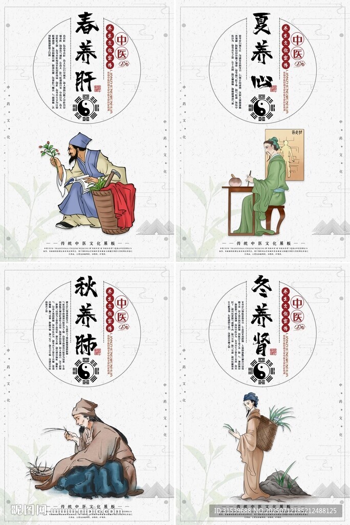 中国风中医四季养生文化展板