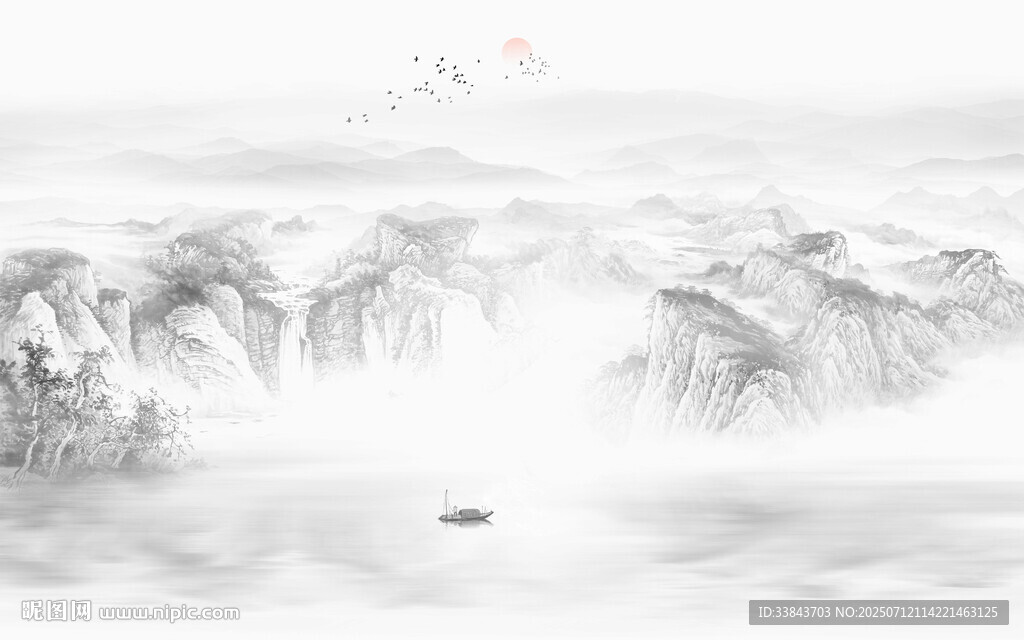 新中式水墨山水画