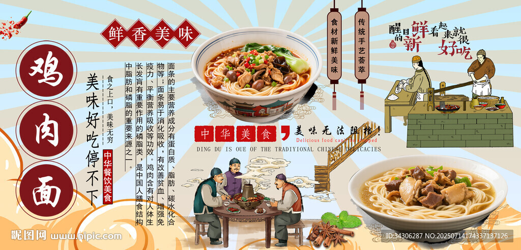 鸡肉面背景墙