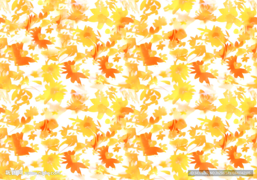 橙黄色抽象花卉图案背景