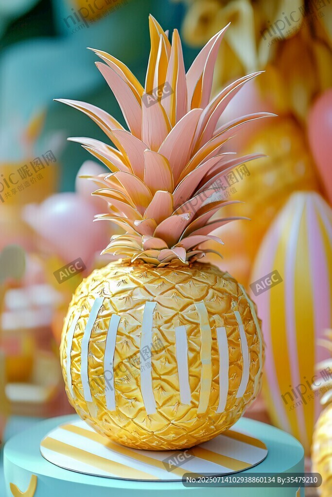 梦幻金色菠萝蛋糕摆件