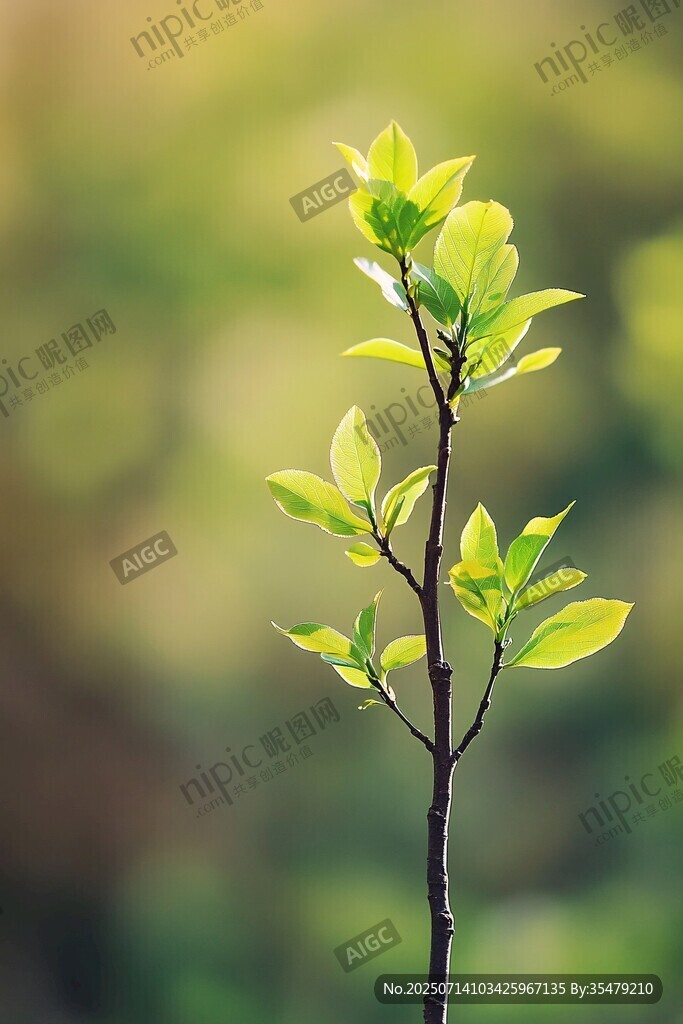 嫩绿新枝绽生机