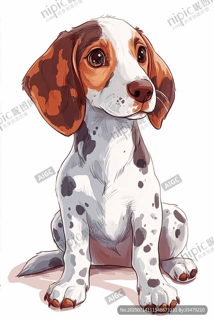 可爱斑点小猎犬插画