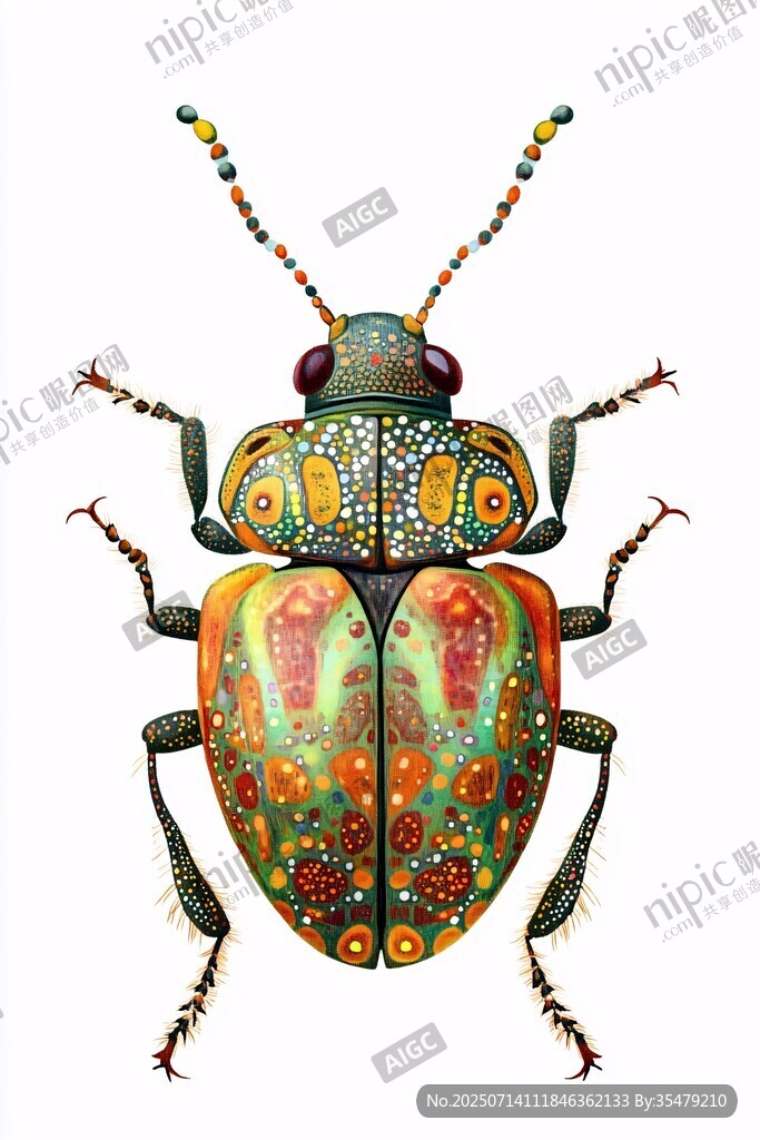 彩色花纹甲虫艺术插画
