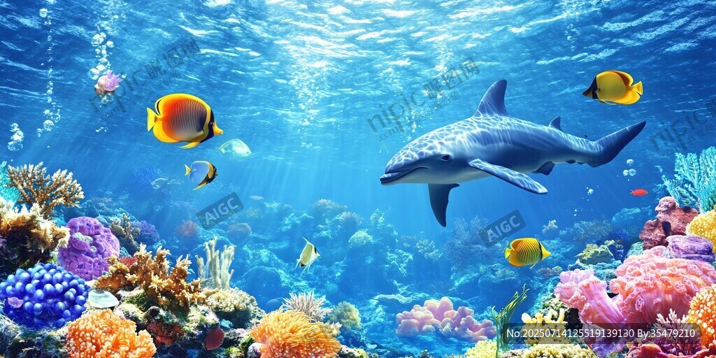 梦幻海底世界的多彩景象