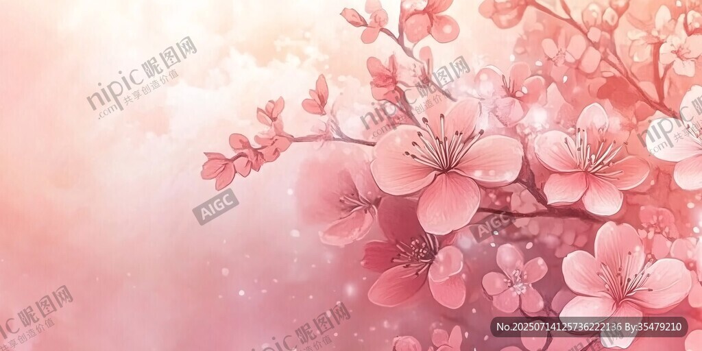 梦幻粉色樱花绽放图景