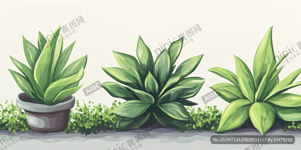 三盆绿植的清新小景