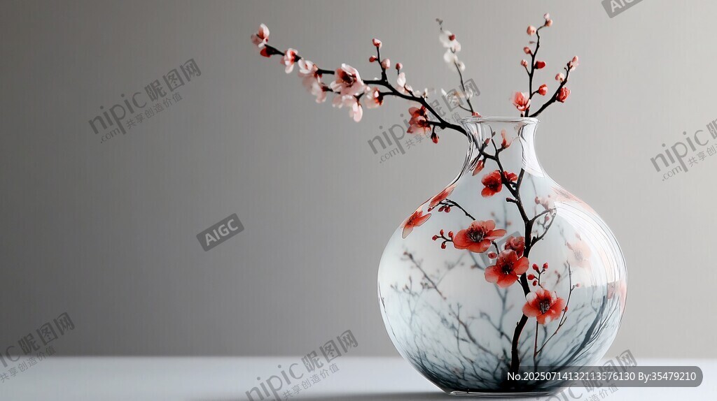 水墨梅花花瓶 雅致中式风情