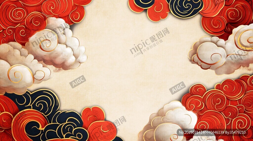 中式云纹边框背景图
