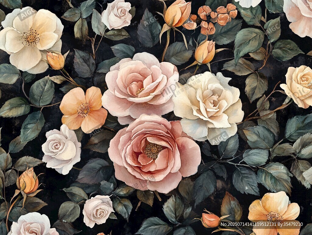 复古风花卉图案精美画面