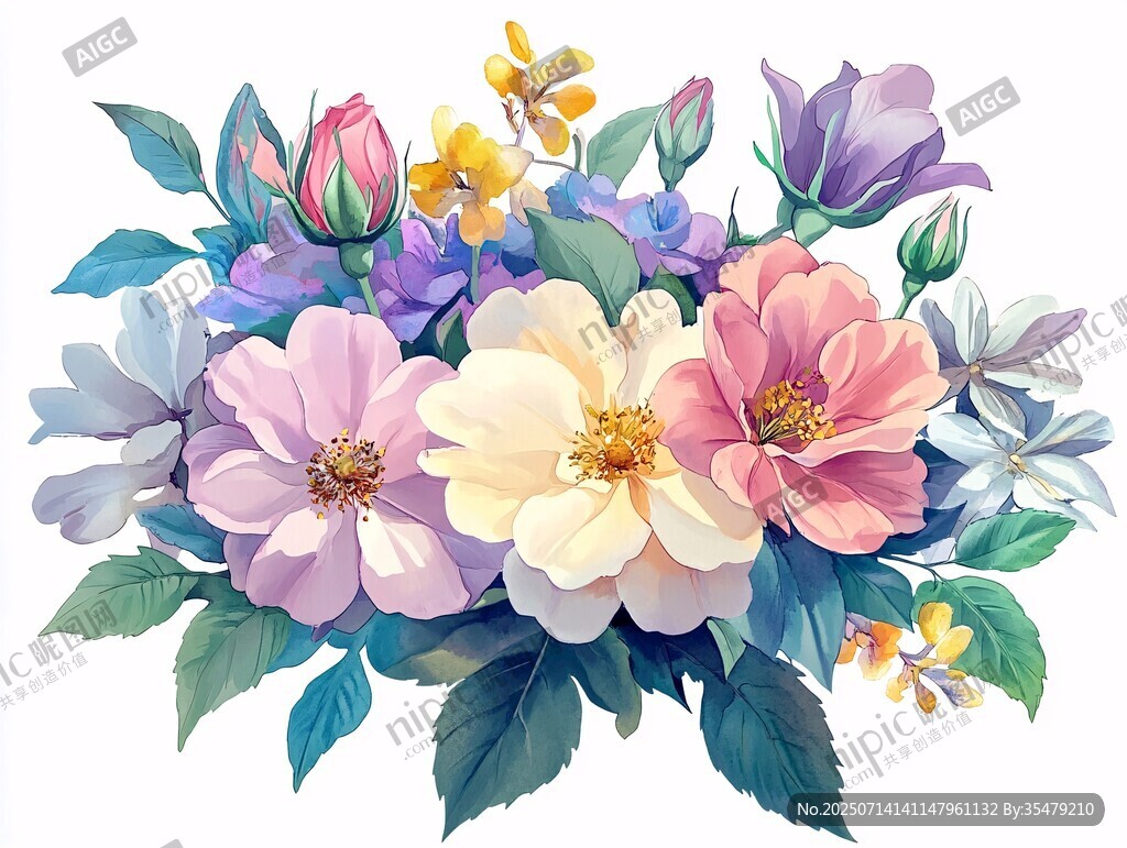 多彩花卉插画