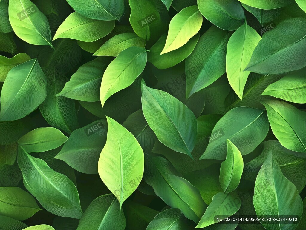 翠绿叶片组成的清新背景