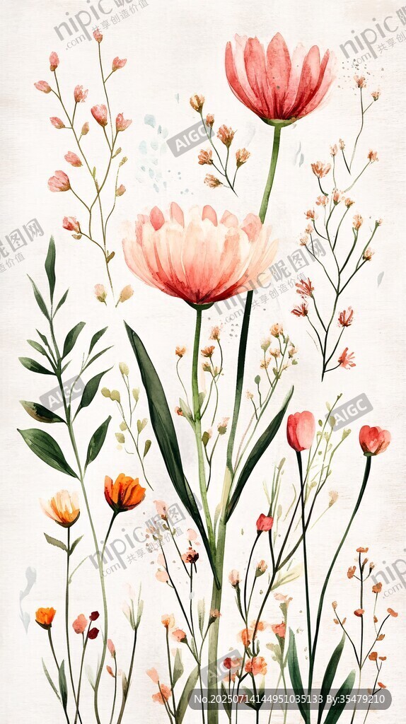 手绘清新花卉插画