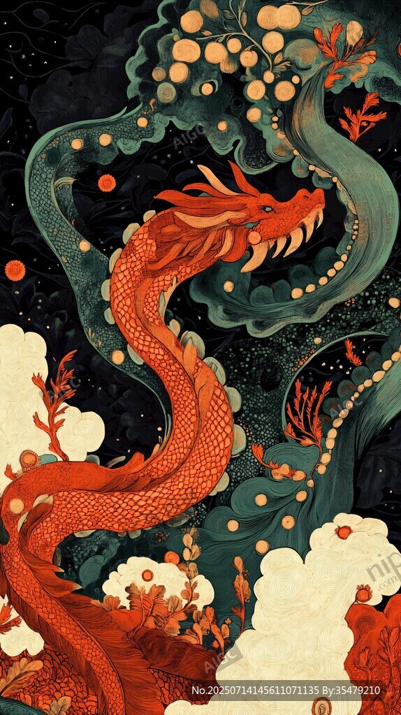 祥龙游弋于奇幻星空之景