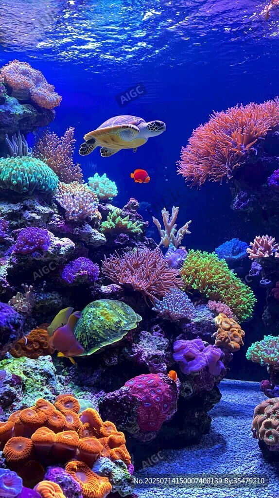 海底梦幻世界 海龟与珊瑚