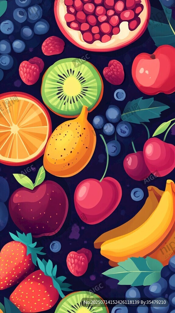 缤纷水果插画图案