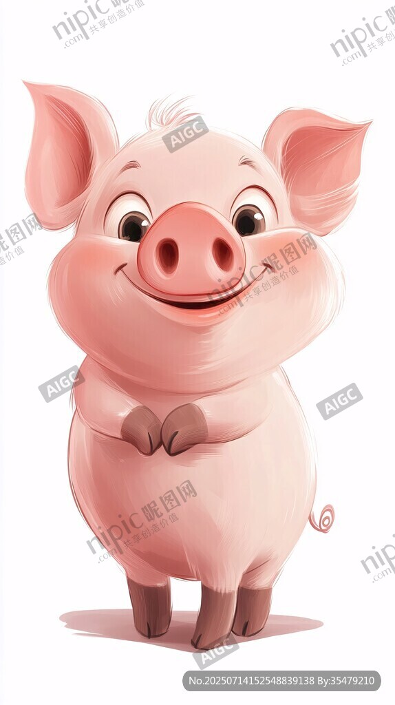 可爱微笑小猪卡通形象