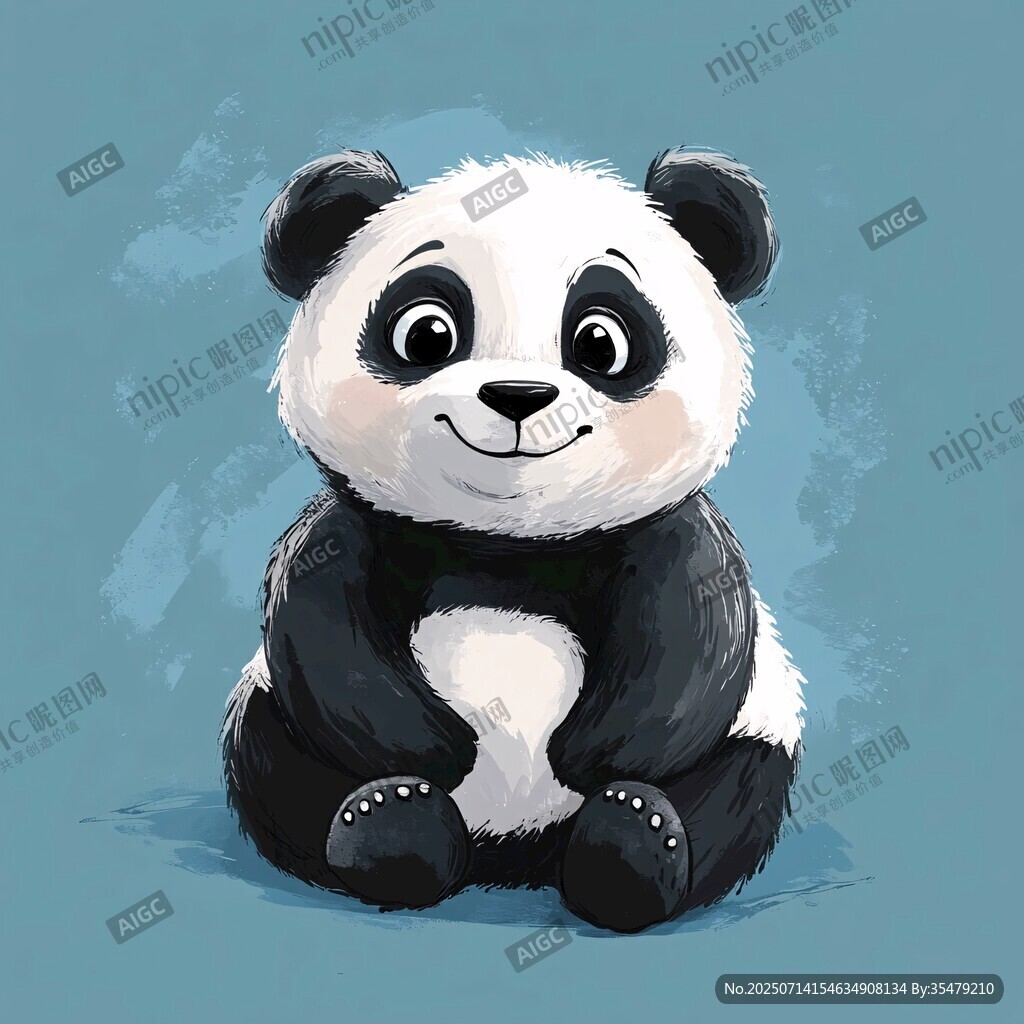 可爱熊猫萌趣坐姿插画