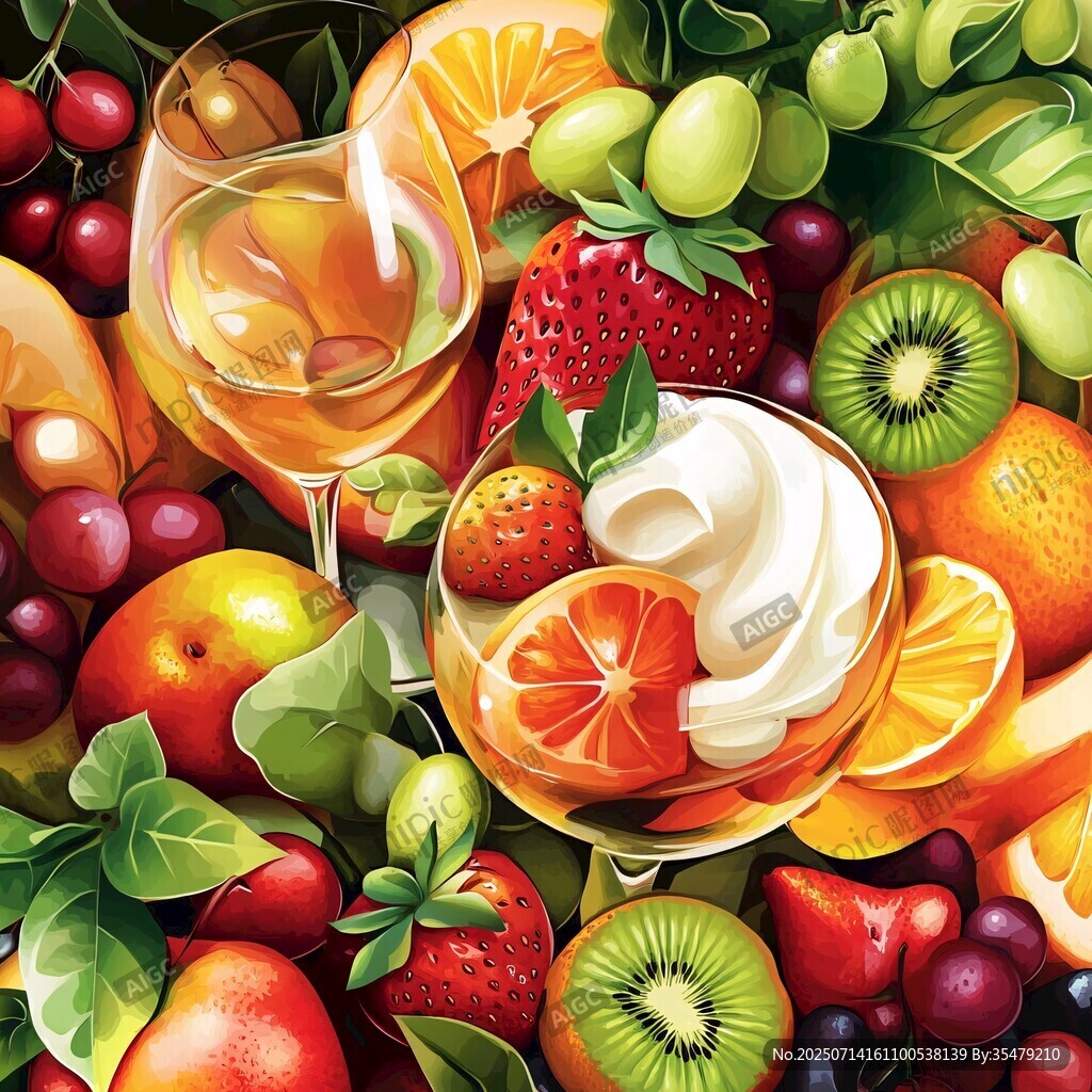 缤纷水果与美酒的惬意组合