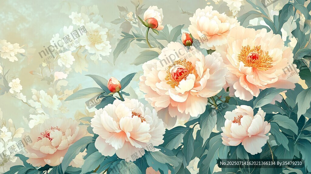 梦幻粉色芍药花卉美景