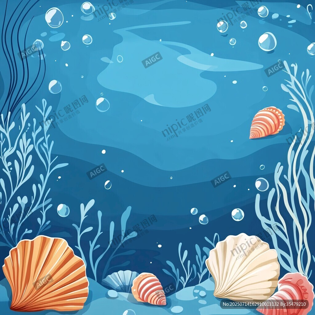 海底贝壳与海草梦幻场景