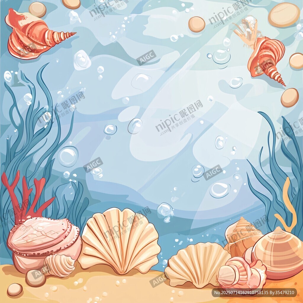海底贝壳海洋元素插画背景