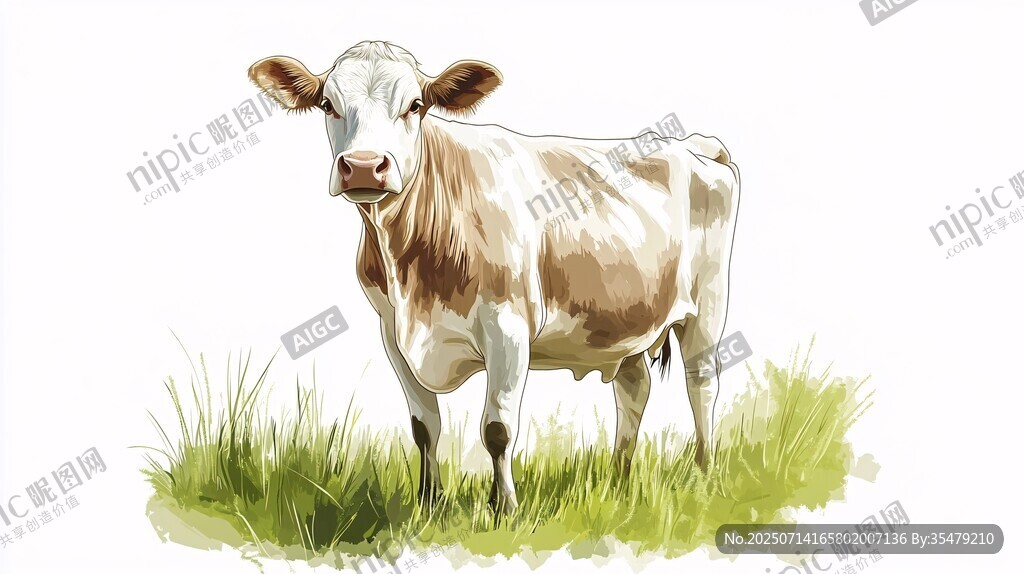 田野中的奶牛插画
