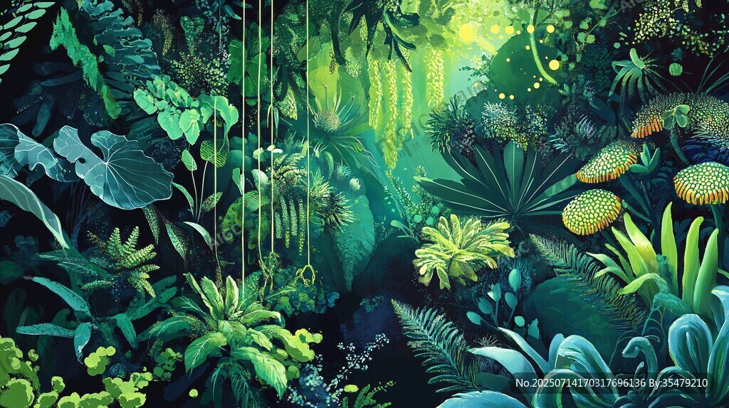 奇幻茂密丛林植物景观