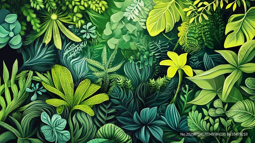梦幻绿植丛林插画