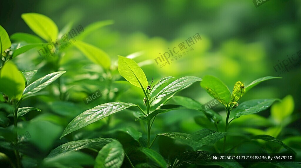 翠绿嫩叶 生机盎然的自然景象