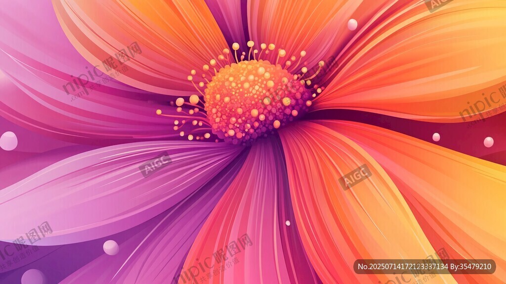 绚丽多彩花朵插画