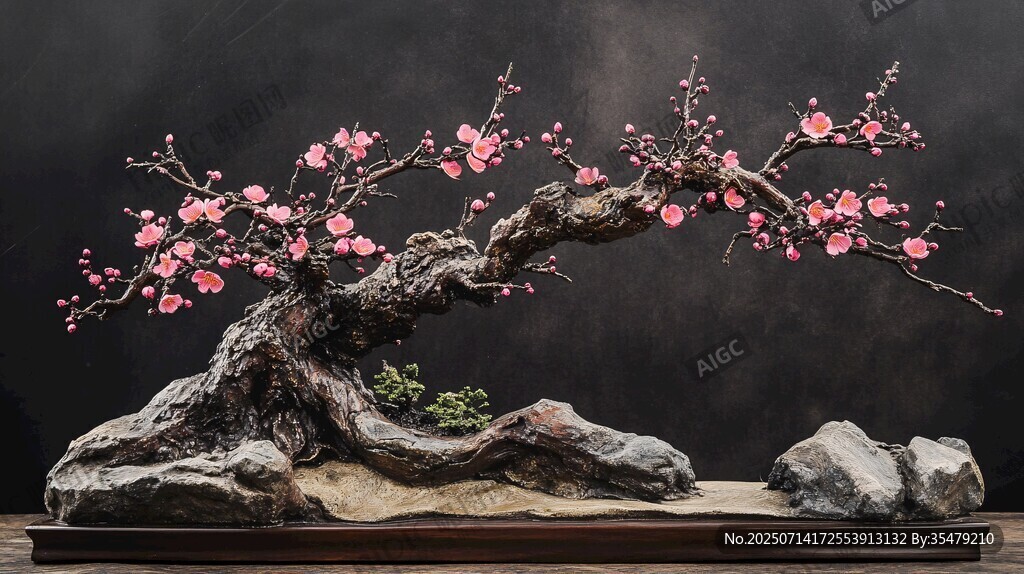 红梅盆景 尽显雅致风姿